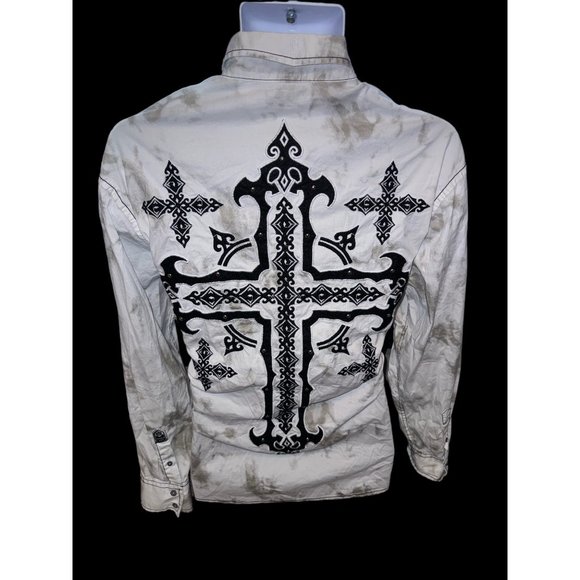 ROAR Men’s Signature Edition White Embroidered Button Up Shirt Richness Roars LG - Picture 2 of 13